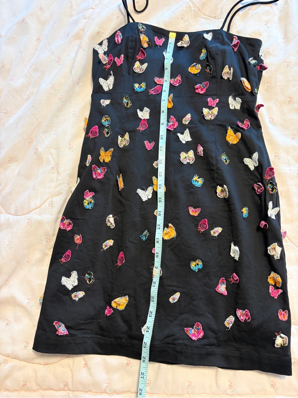 Maeve Anthropologie Black 3D Butterfly Embroidered Mini Dress Size 8 - Picture 6 of 6
